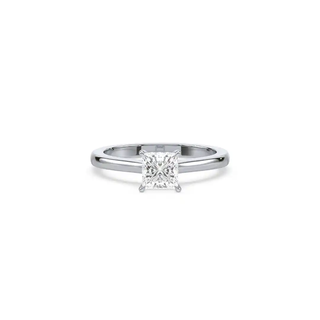 Classic Princess Solitaire Secret Halo Engagement Ring JOSE012