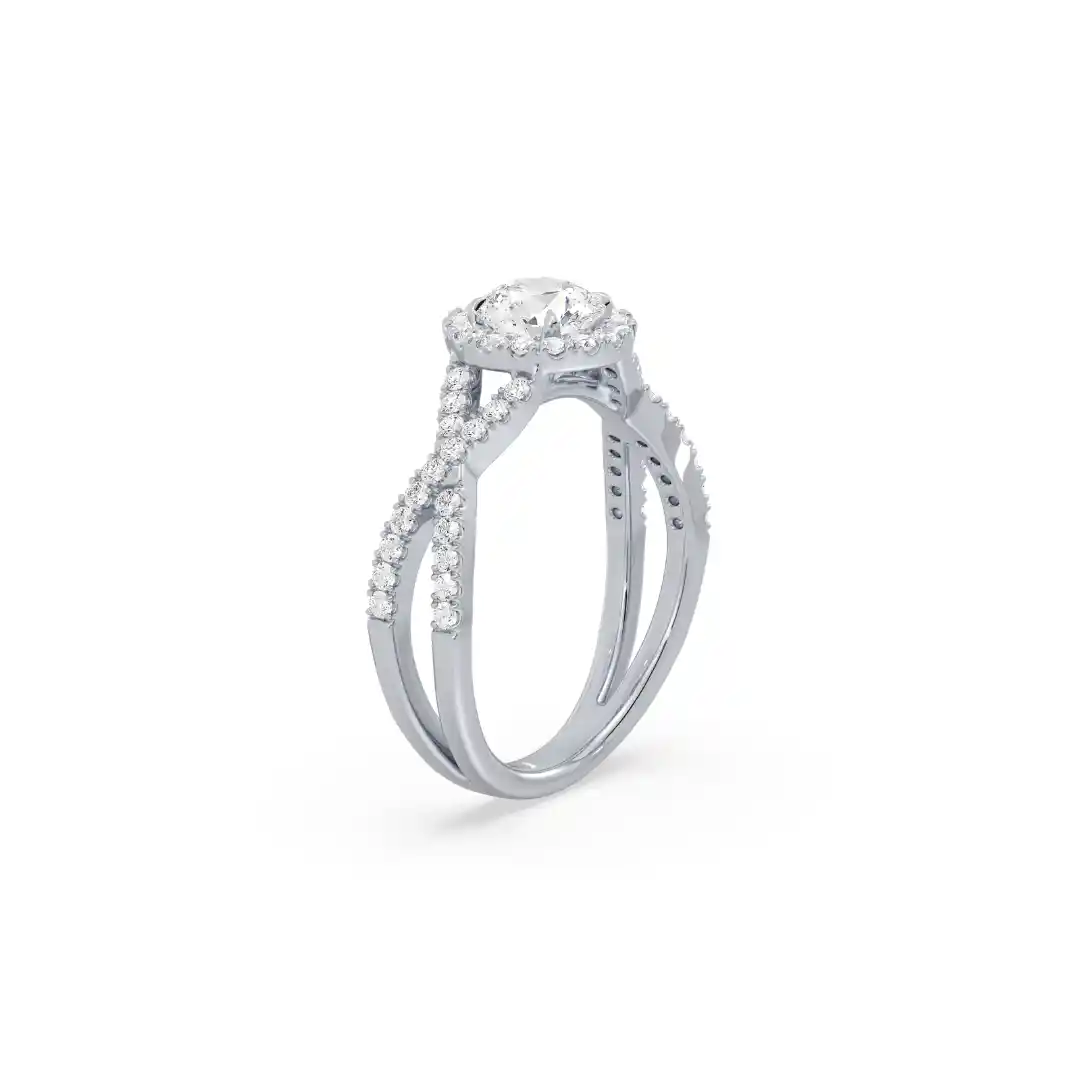 Infinity Inspired Full Halo Engagement Ring Platinum or White Gold Turned to view