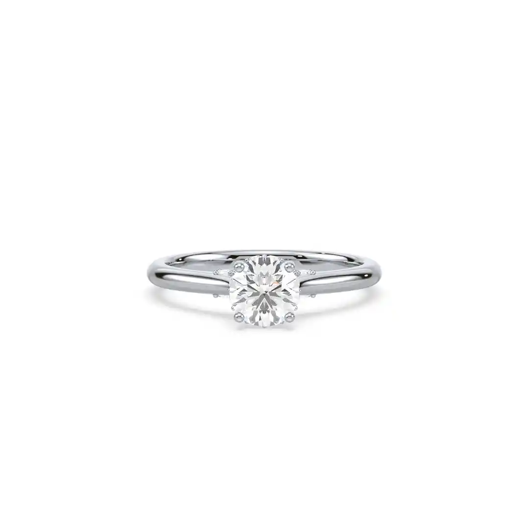 Classic Round Solitaire Secret Halo Engagement Ring JOSE003