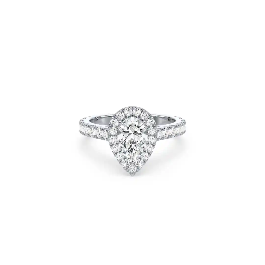 Classic Pear Shape Full Halo Engagement Ring JOSE006
