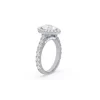Classic Pear Shape Full Halo Engagement Ring Platinum Gold Side View