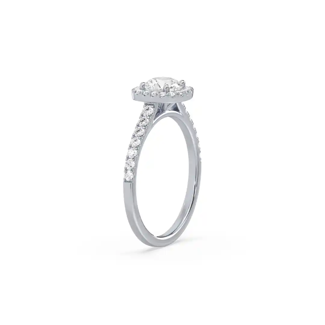 Classic Round Cushion Style Halo Engagement Ring Platinum