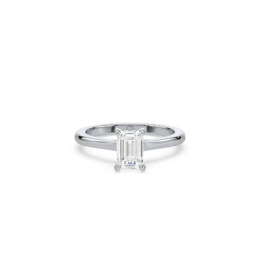 Classic Emerald Solitaire Secret Halo Engagement Ring JOSE009