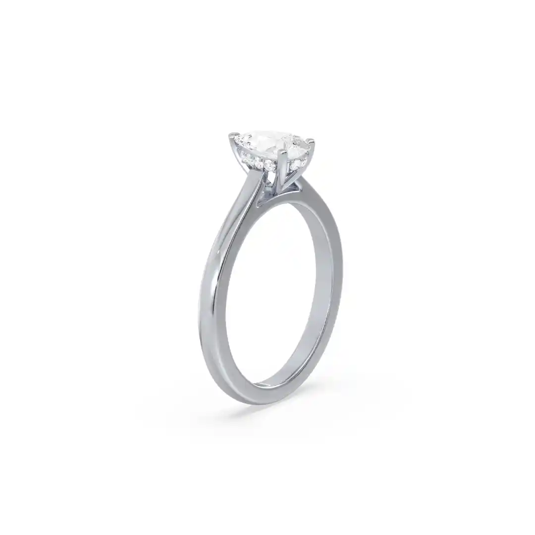 Classic Pear Solitaire Secret Halo Engagement Ring