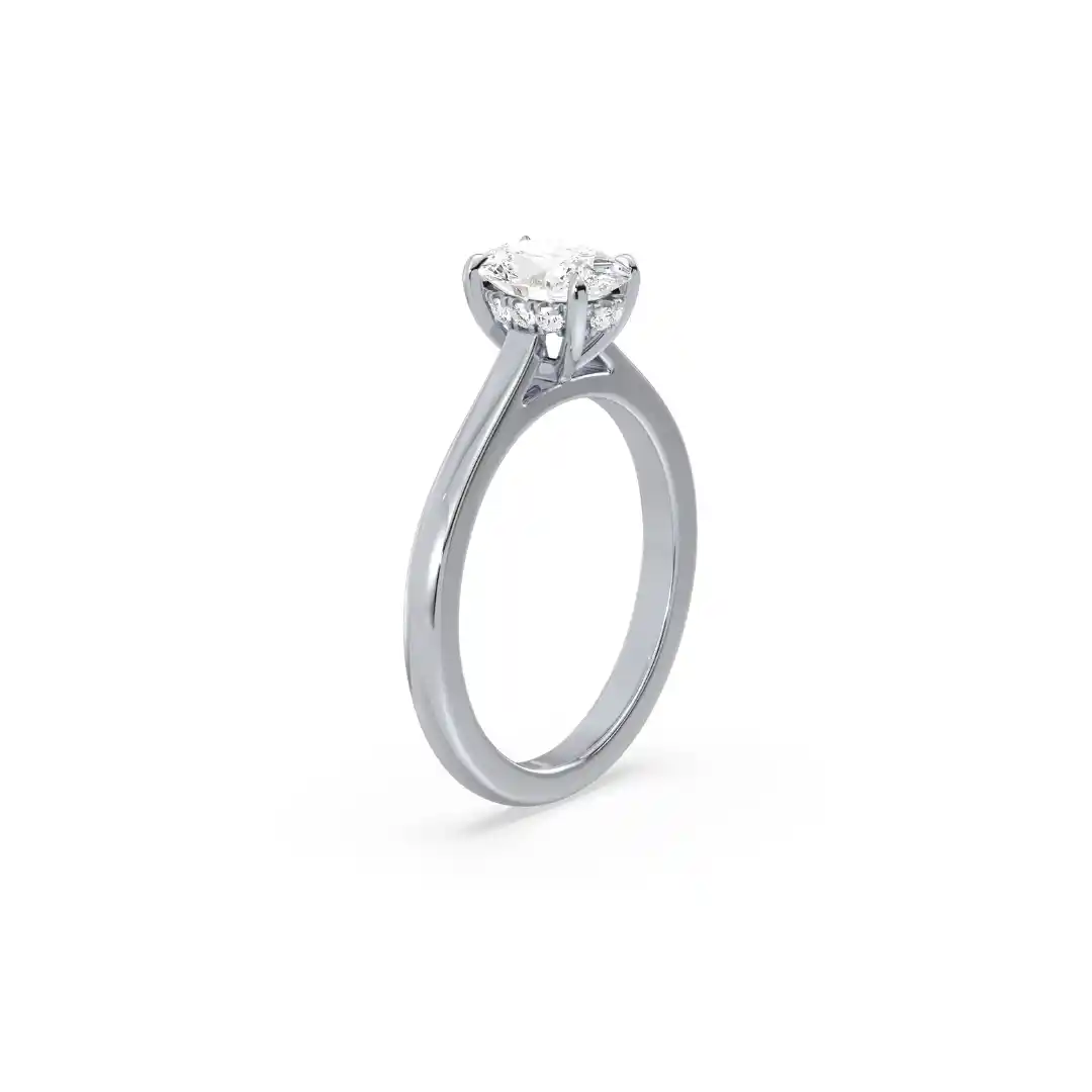 Classic Oval Solitaire Secret Halo Engagement Ring Platinum Gold