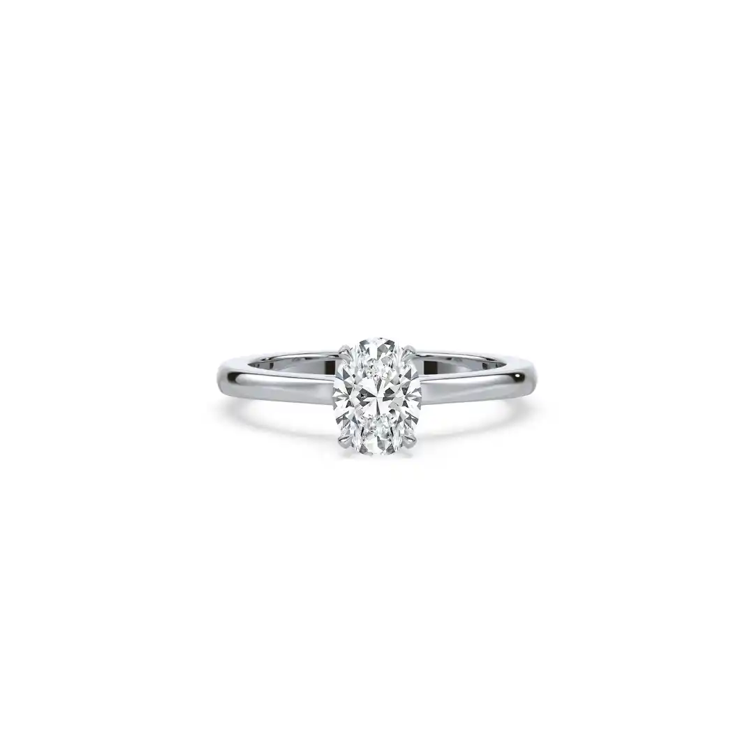 Classic Oval Solitaire Secret Halo Engagement Ring JOSE011