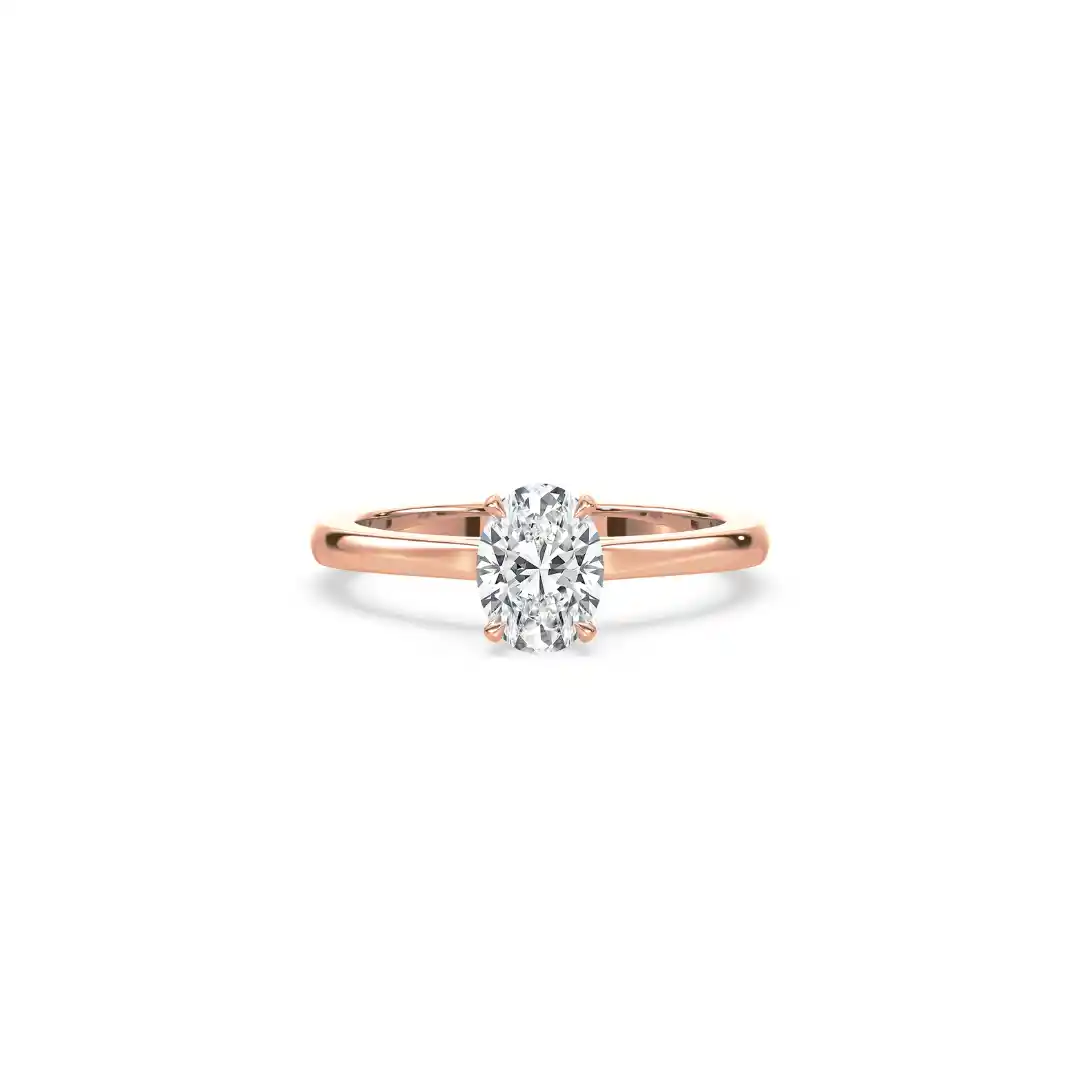 JOSE011 - Rose Gold (1) Classic Oval Solitaire Secret Halo Engagement Ring Rose Gold