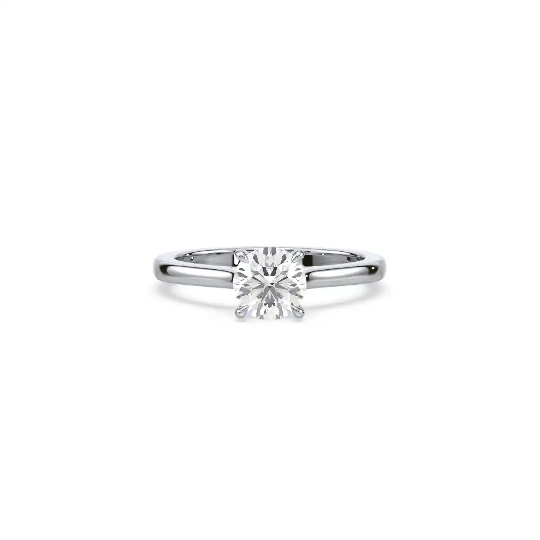 Classic Round Solitaire Secret Halo Engagement Ring JOSE013