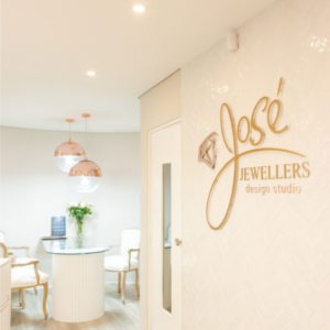 Inside the Jose Jewellers Design Studio showroom, where couples can consult on custom and unique men's wedding bands.