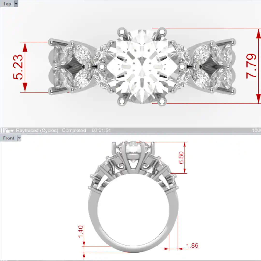 CAD view of engagement ring remodelling from Jose Jewellers in South Africa.