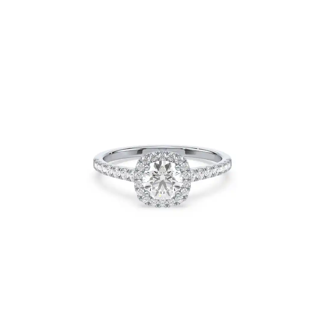 Front view of a stunning round diamond ring featuring quality craftsmanship in jewellery remodelling.